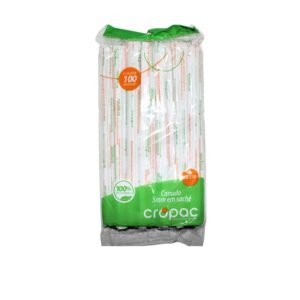 CANUDO DE PAPEL 5MM CROPAC BIODEGRADÁVEL 5MMX24CM 100 UNIDADES