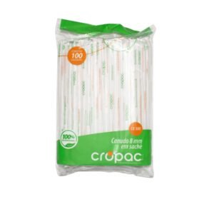 CANUDO DE PAPEL 8MM CROPAC BIODEGRADÁVEL 8MMX20CM 100 UNIDADES