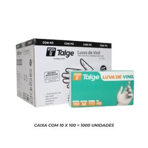 LUVA DE VINIL TALGE M COM PÓ C/10×100 1000 UNIDADES