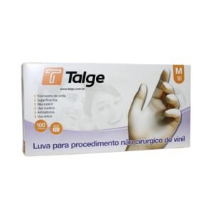 LUVA DE VINIL TALGE M SEM PÓ COM 100 UNIDADES