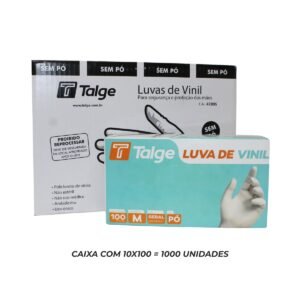 LUVA DE VINIL TALGE M S/PÓ C/10X100 1000 UNIDADES