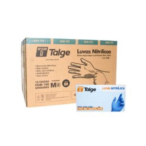 LUVA NITRÍLICA TALGE AZUL M SEM/PÓ 10×100 1000 UNIDADES
