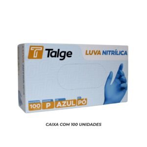 LUVA NITRÍLICA TALGE AZUL P SEM PÓ 100 UNIDADES