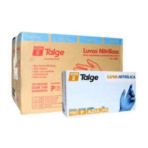 LUVA NITRÍLICA TALGE AZUL P SEM PÓ 10×100 1000 UNIDADES
