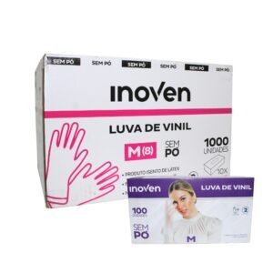 LUVA DE VINIL INOVEN M S/PÓ C/10X100 1000 UNIDADES