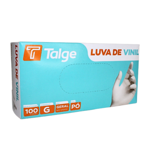 LUVA DE VINIL TALGE G SEM PÓ COM 100 UNIDADES