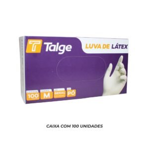 LUVA DE LÁTEX TALGE M COM PÓ 100 UNIDADES
