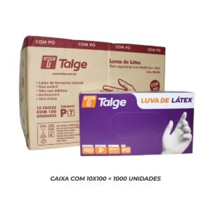 LUVA DE LÁTEX TALGE P COM PÓ 10X100 1000 UNIDADES