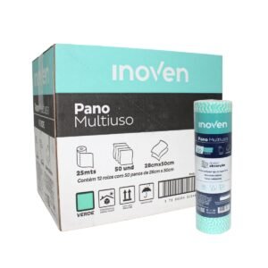 PANO MULTIUSO VERDE INOVEN 28CM X 50CM CAIXA COM 12 ROLOS COM 50 PANOS
