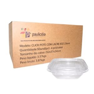 POTE PET PAULICÉIA 08OZ 236ML COM TAMPA E LACRE 50 UNIDADES