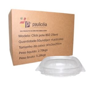 POTE PET PAULICÉIA COM TAMPA 08OZ 236ML 50 UNIDADES