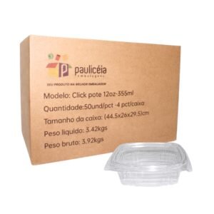 POTE PET PAULICÉIA COM TAMPA 12OZ 355ML 50 UNIDADES