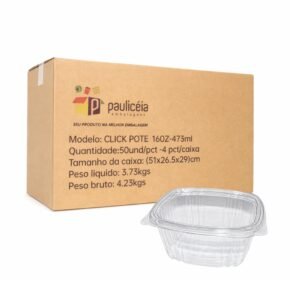 POTE PET PAULICÉIA COM TAMPA 16OZ 473ML 50 UNIDADES