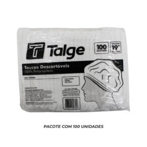 TOUCA DESCARTÁVEL TALGE TNT BRANCA 100 UNIDADES