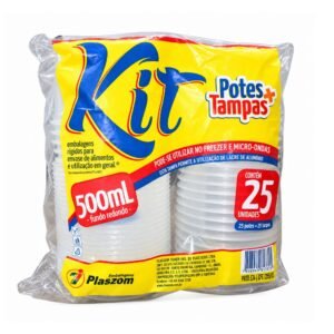 POTE PET PLASZOM COM TAMPA 500ML 25 UNIDADES
