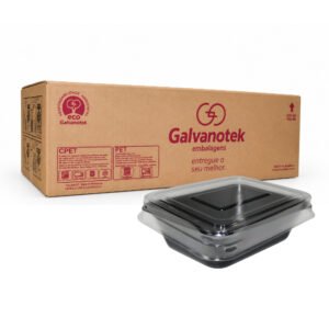 BANDEJA CPET FORNEÁVEL GALVANOTEK G206 C/TAMPA 500ML 100 UNIDADES